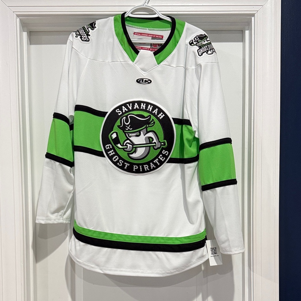 Savannah Ghost Pirates White & Green Hockey Jersey